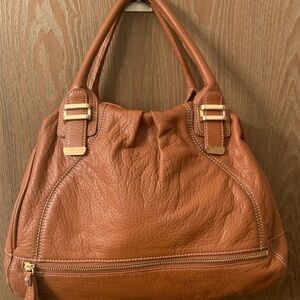 Liz Claiborne Brown Leather Satchel Shoulder Bag